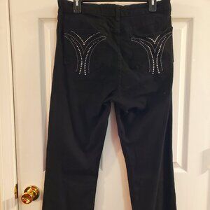 NYDJ bootcut black jeans with sparkle pocket detail, sz 14 x 28